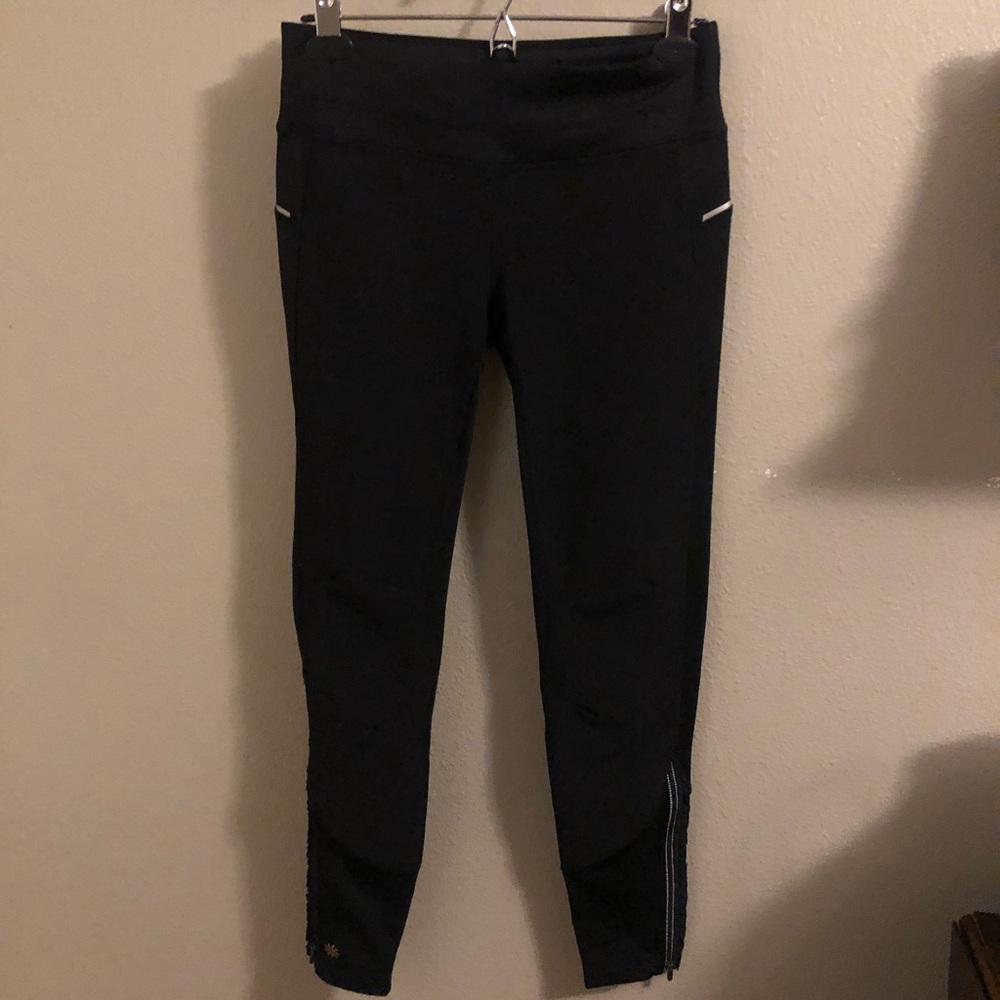 Athleta Black Performance Leggings with Zip Ankles